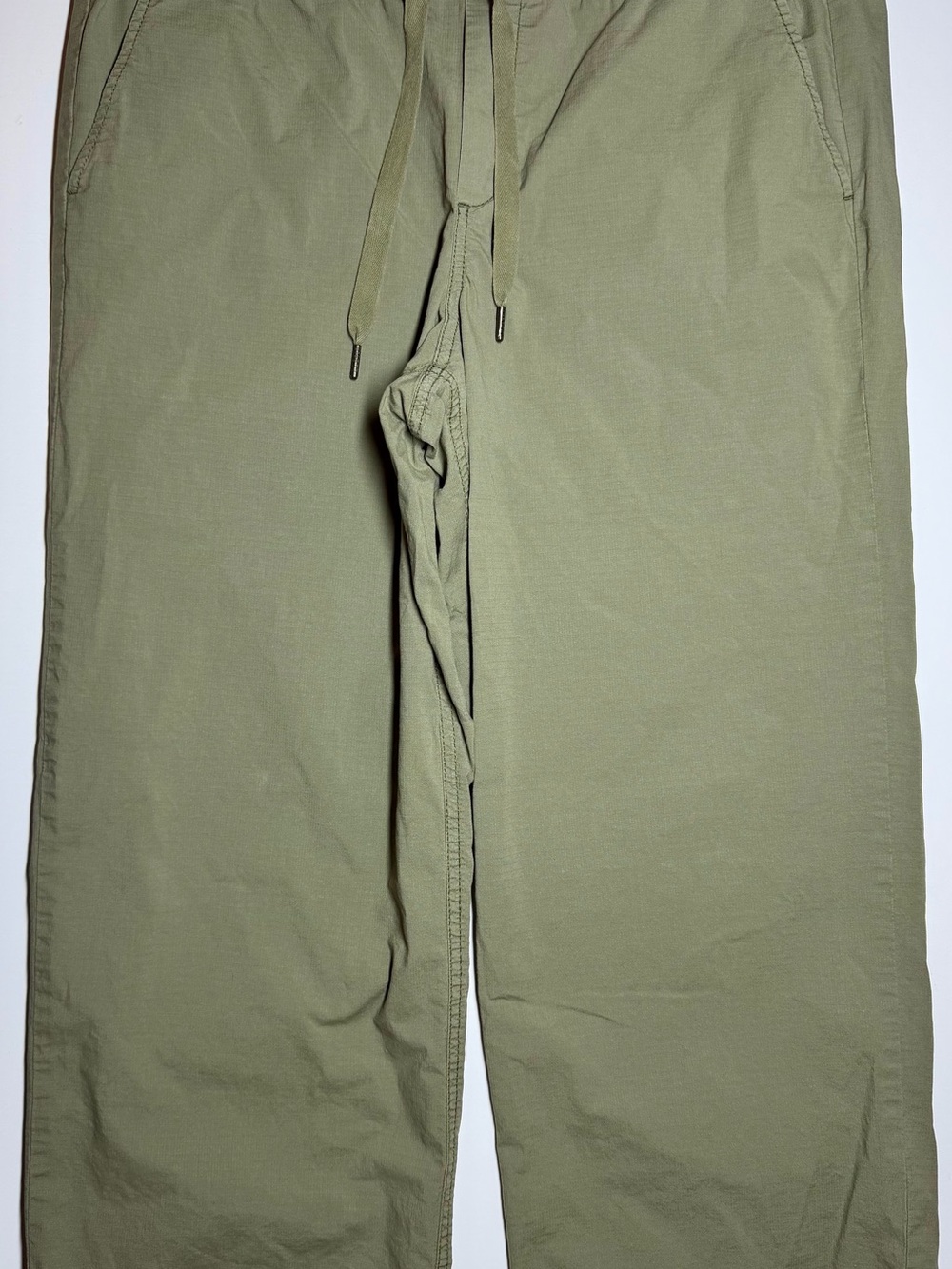 LL Bean Lakewashed Pull On Chino Pants Men’s Large Green Elastic Waist Drawstrin